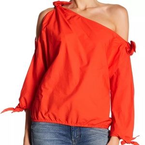 🔥NWT JOIE Colissa One Shoulder Tie Blouse Salsa S